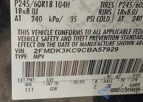 2012 Ford Edge Limited z USA, uszkodzony, nr VIN 2FMDK3KC9CBA57929